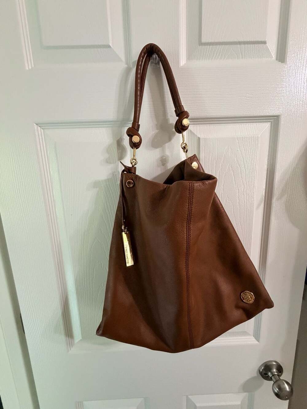 Vince Camuto Brown Leather Hobo Shoulder Bag Purse
